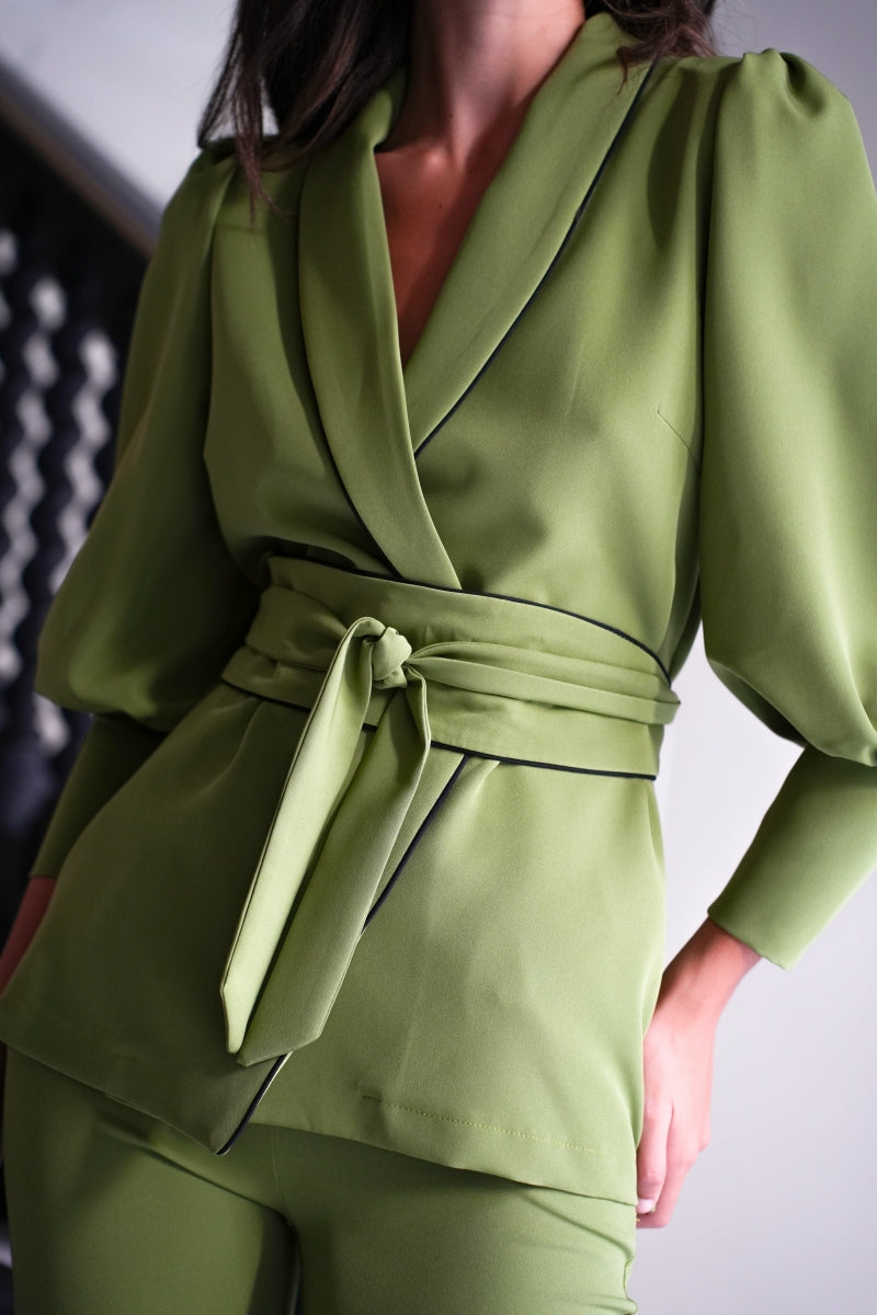 Traje Invitada Boda | Lazo | Verde Oliva | Valentina