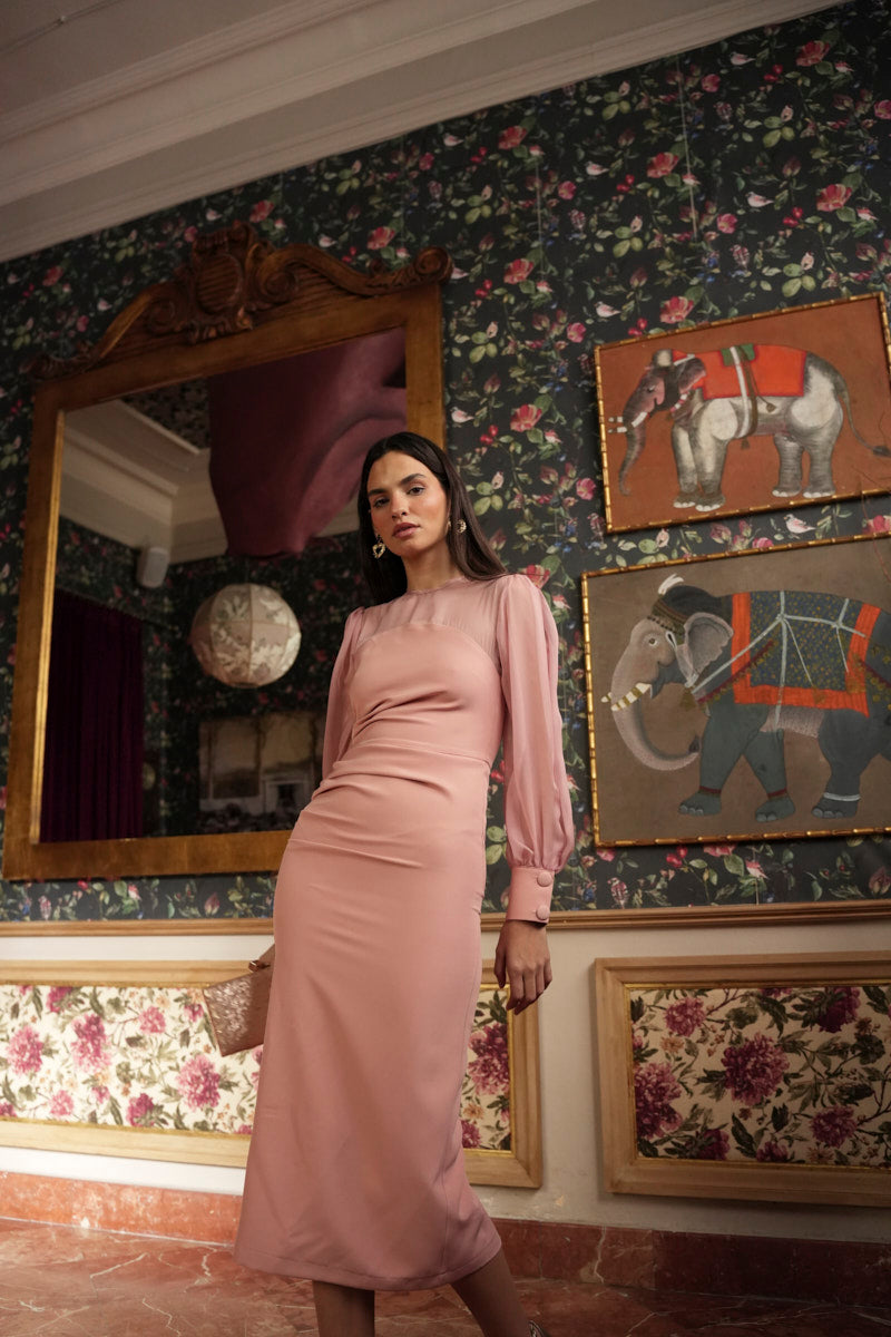 Vestido Madre Comunión | Gasa | Rosa Nude | Opera