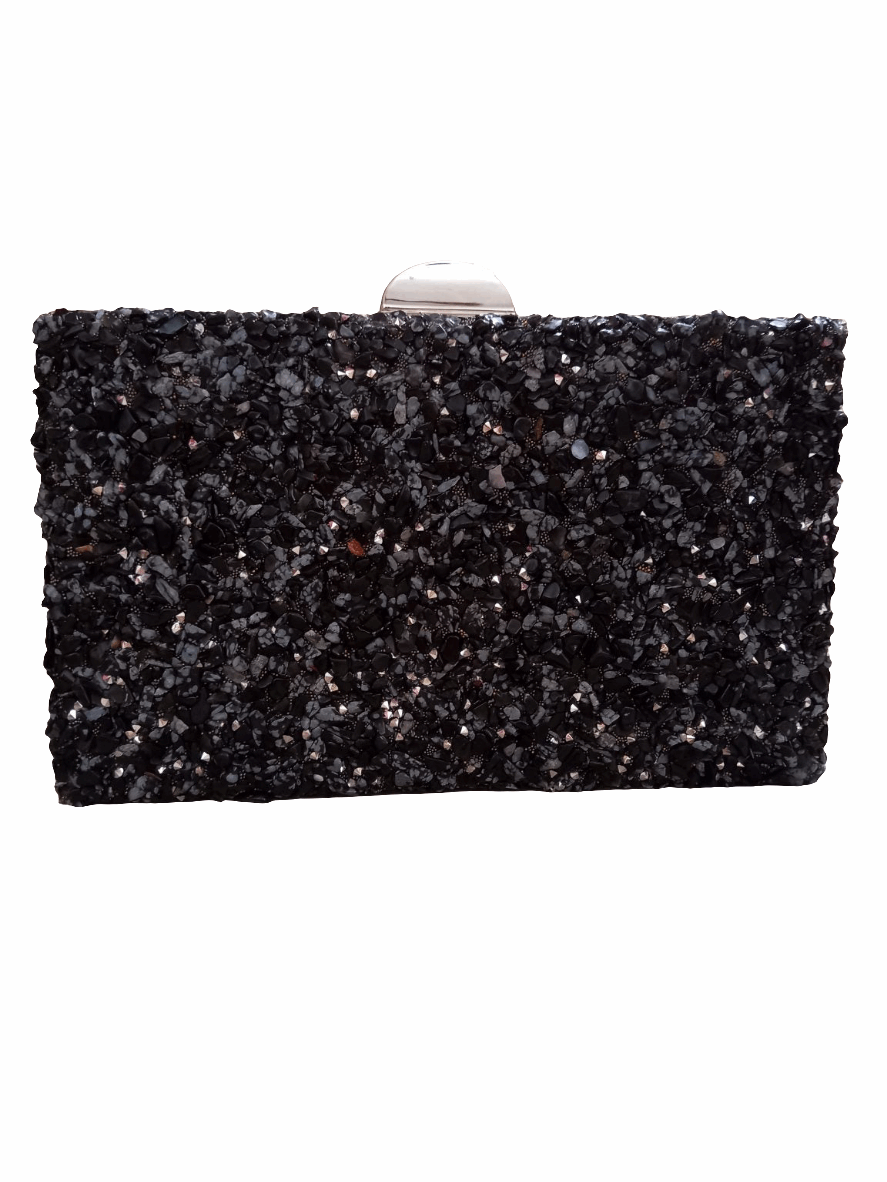Bolso de Fiesta Cluth| Piedras | Negro | Amare