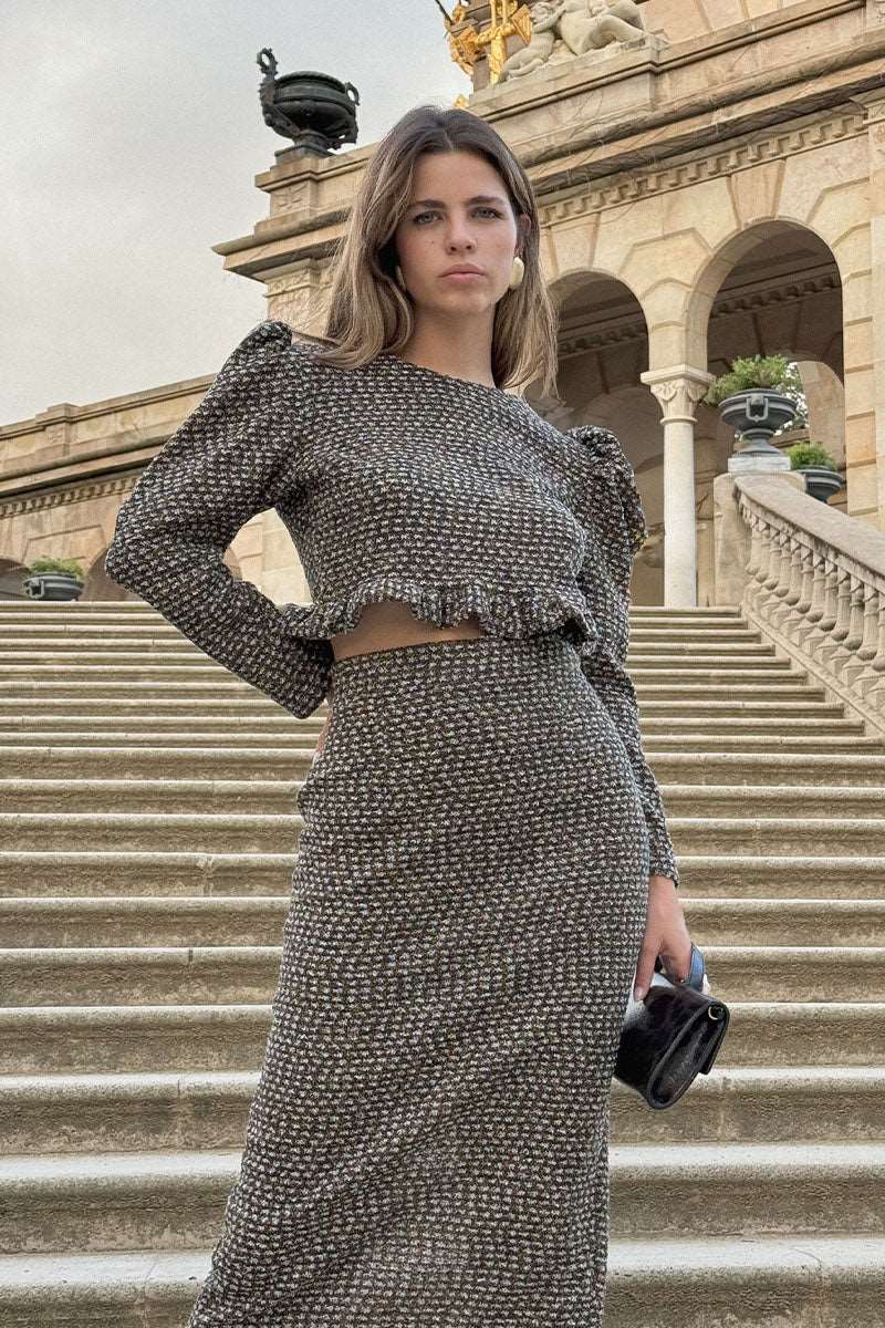 Conjunto Invitada | Falda y Top | Volantes | Ocre | Eiffel