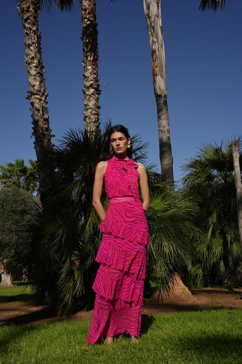 Conjunto Toscana | Volantes | Estampado | Fucsia