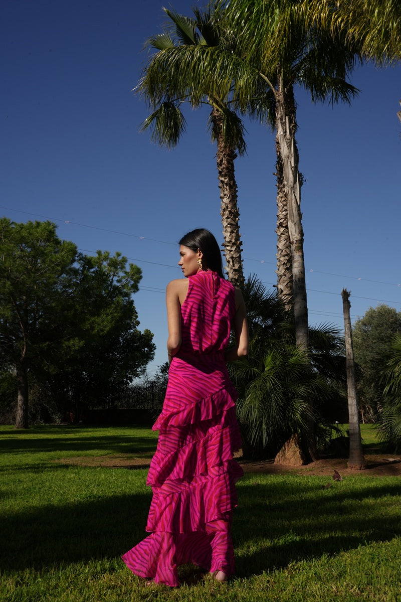 Conjunto Toscana | Volantes | Estampado | Fucsia