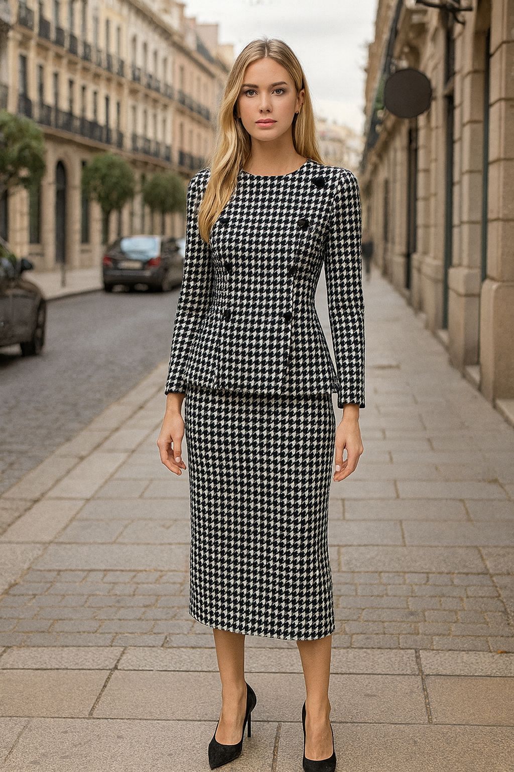 Vestido Invitada Eventos | Estampado | Blanco y Negro | Promesa