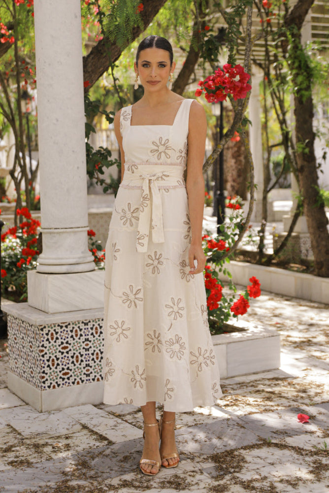 Vestido Amboise | Invitada | Bordado | Crudo