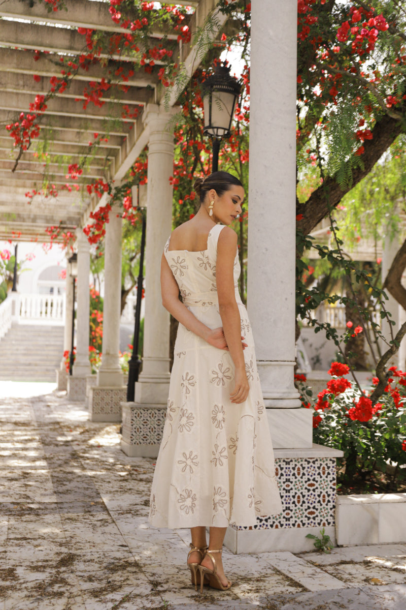 Vestido Amboise | Invitada | Bordado | Crudo