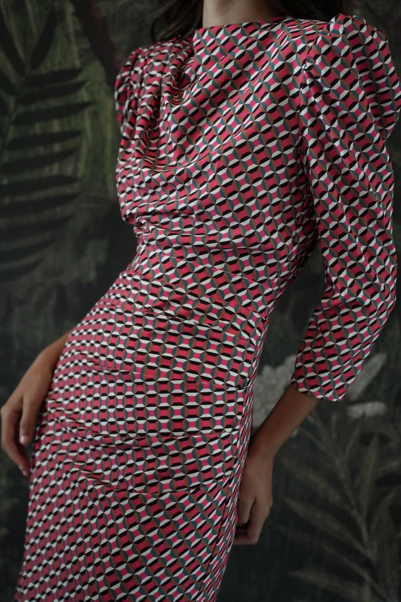 Vestido Invitada Boda | Estampado | Pliegues | Saint Tropez