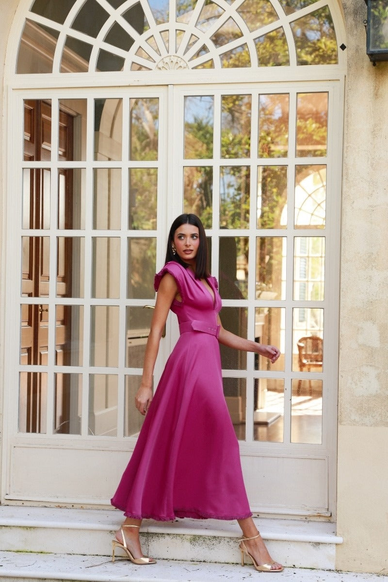 Robe d'invitée de mariage | Détail de la frange | Bleu marine | Anvers