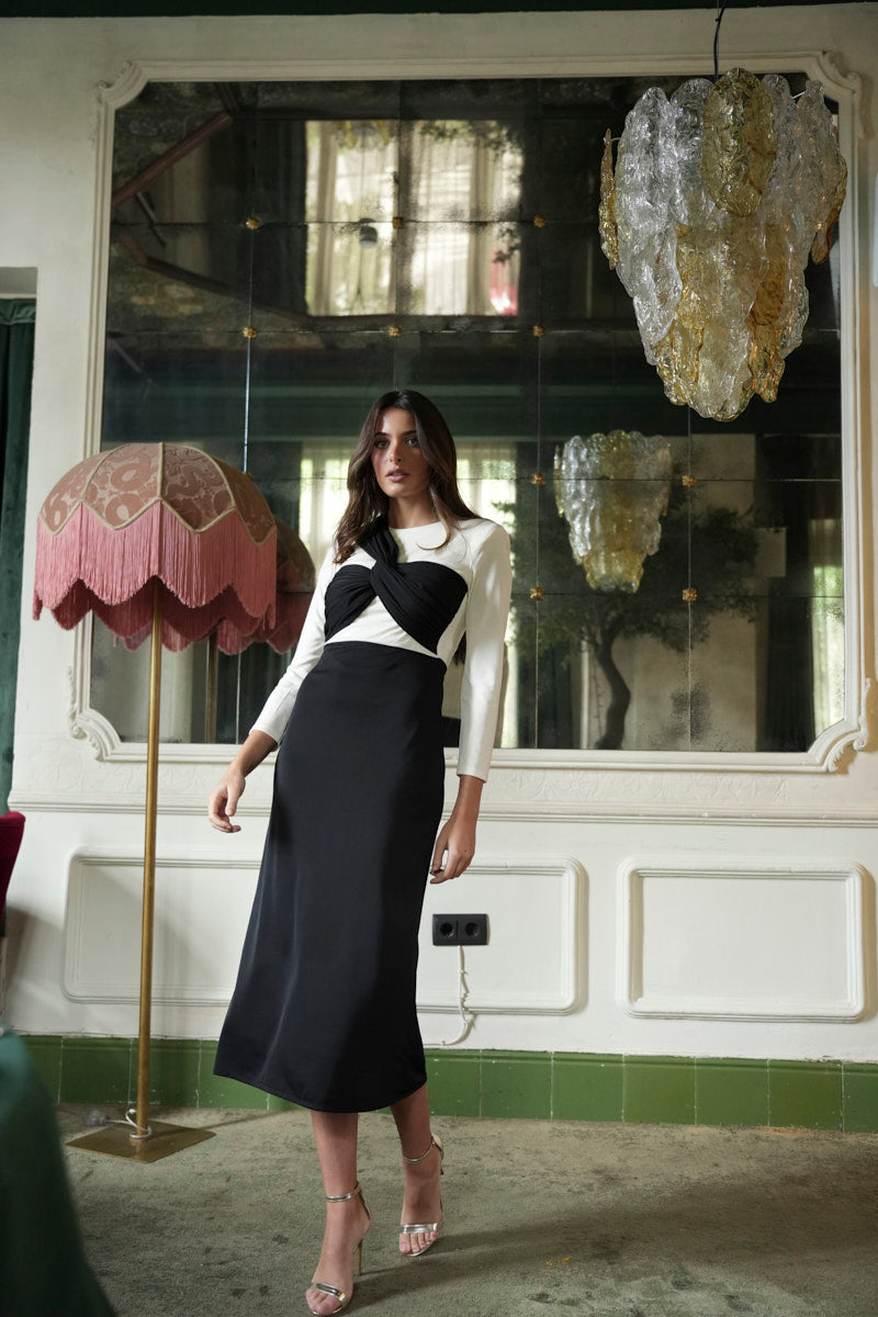 Vestido Invitada Boda | Graduación | Blanco y Negro | Therain