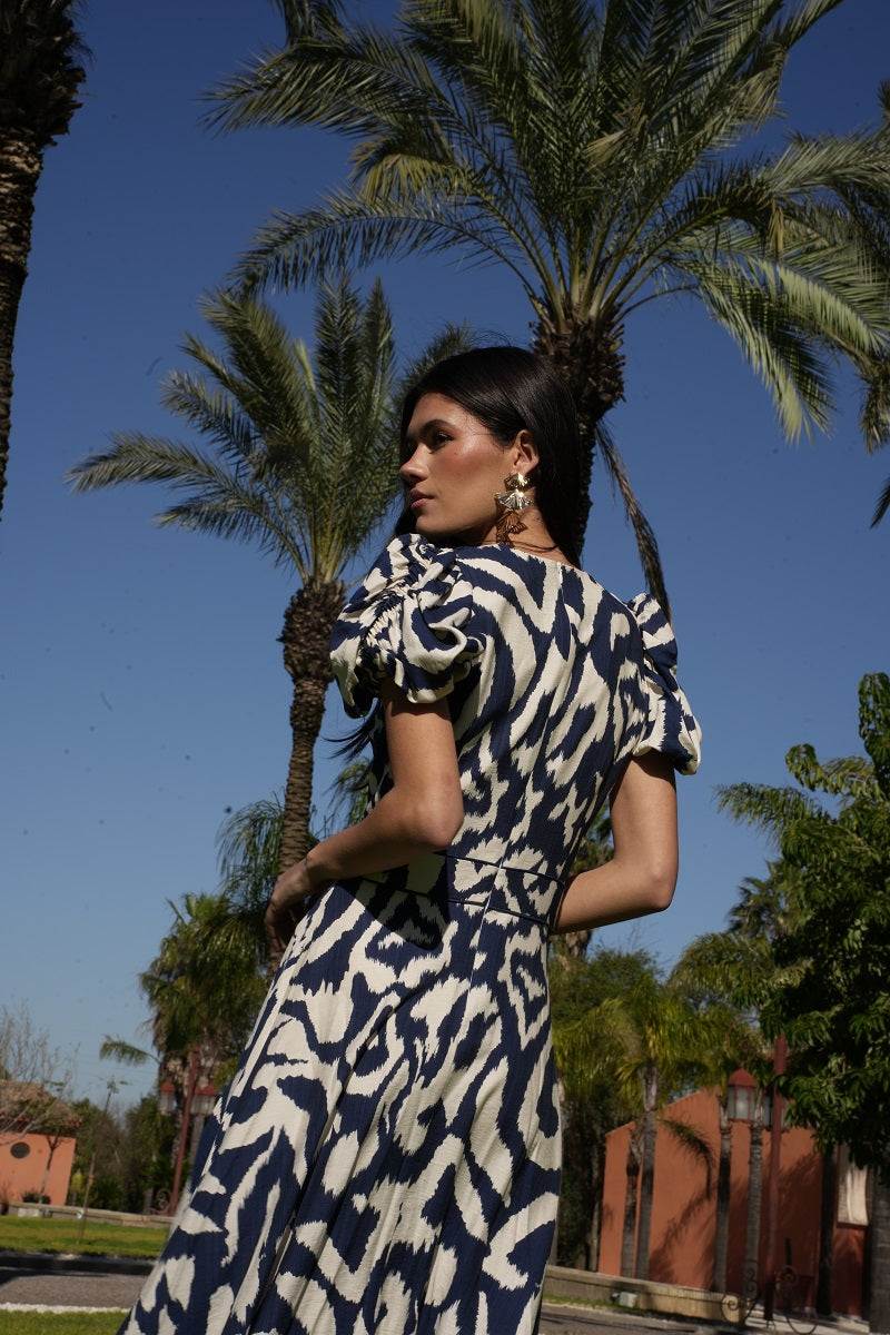 Vestido Therain | Invitada | Graduación | Estampado Marino