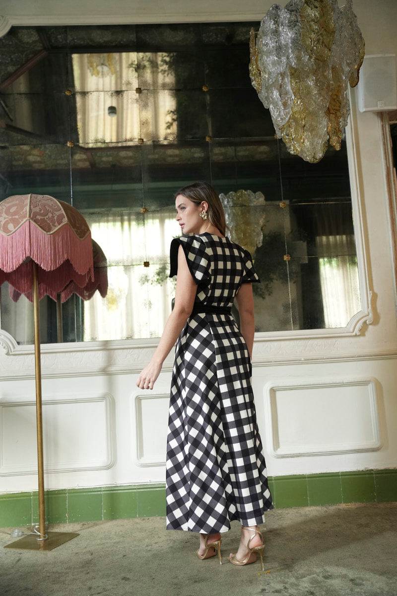 Vestido Génova | Estampado Cuadros | Negro y Blanco