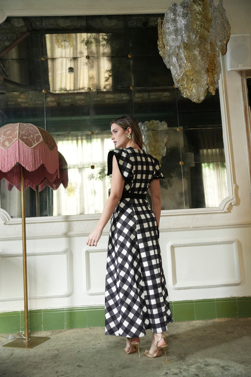 Vestido Génova | Estampado Cuadros | Negro y Blanco