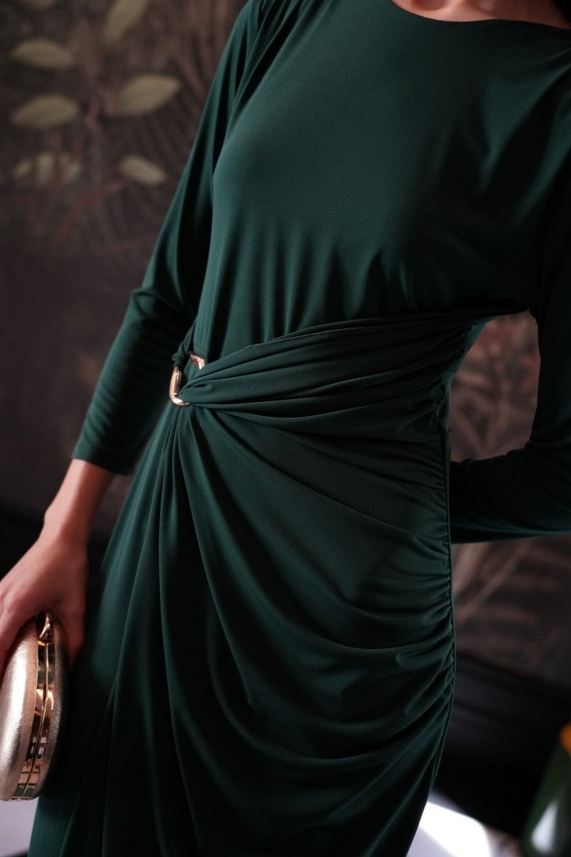 Vestido Invitada Boda | Detalle Hebilla | Verde | Génova