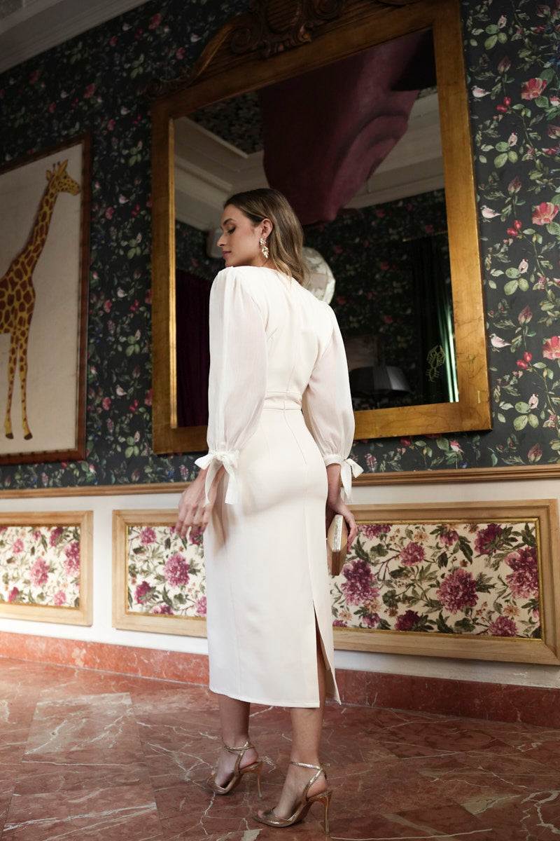 Vestido Madre Comunión | Manga Gasa | Crudo | Nimes