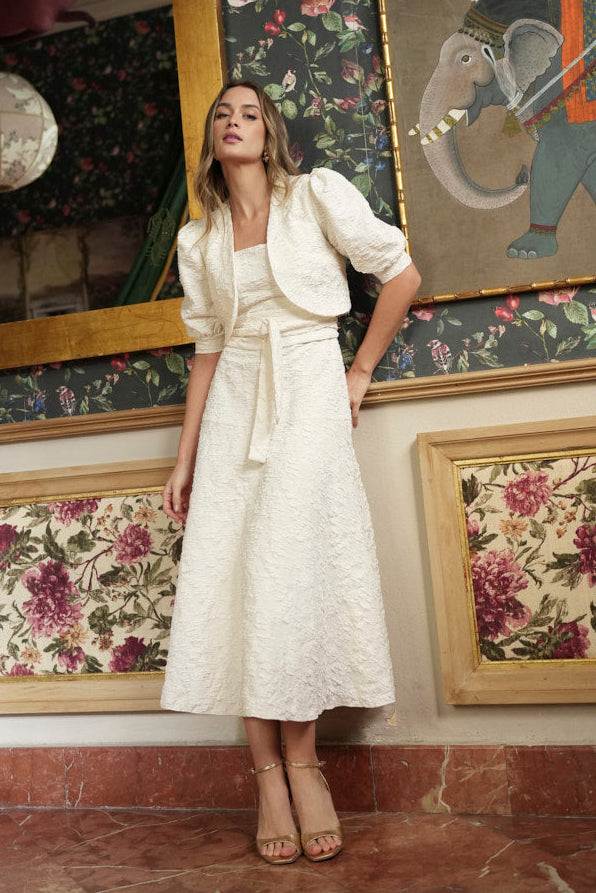 Vestido Madre Comunión | Jacquard | Blanco Roto | Amour