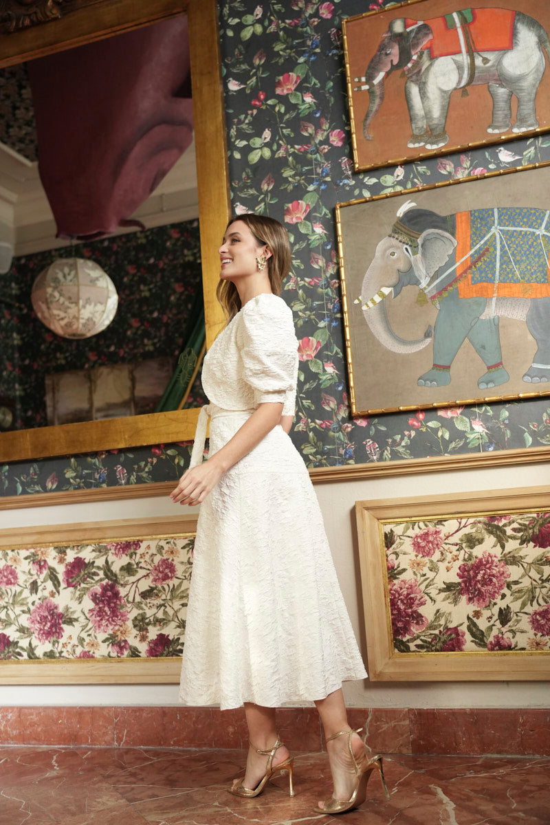 Vestido Madre Comunión | Jacquard | Blanco Roto | Amour