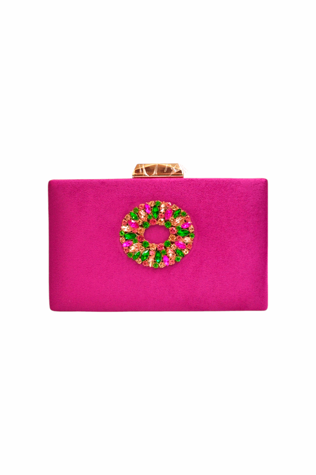 Bolso De Fiesta Clutch | Antelina | Broche | Fucsia