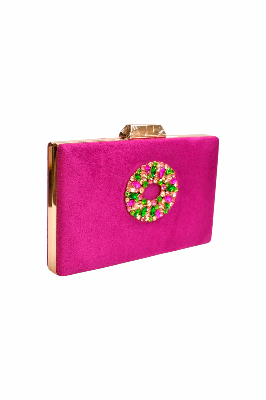 Bolso De Fiesta Clutch | Antelina | Broche | Fucsia