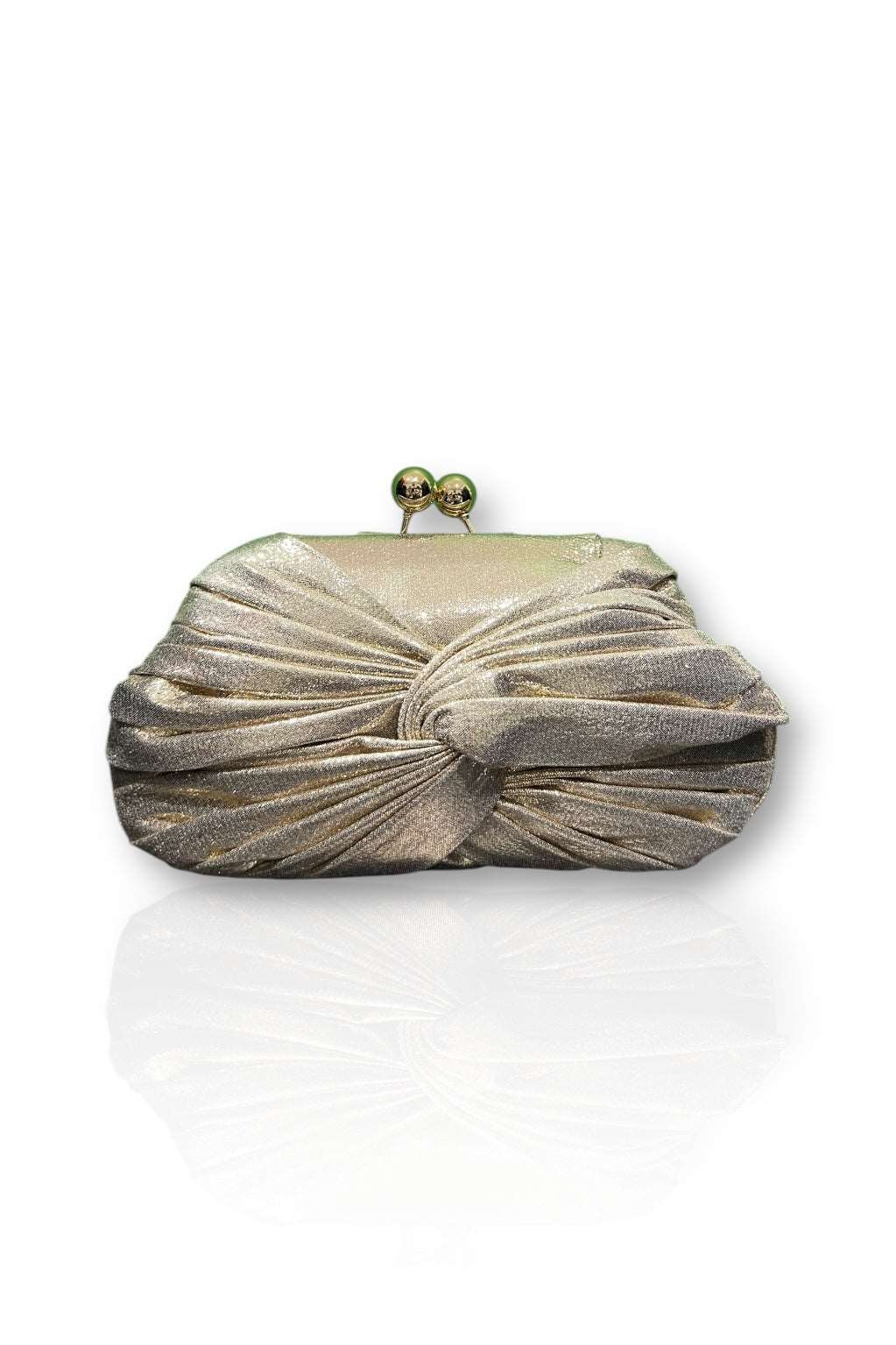 Bolso De Fiesta Clutch | Brillos | Lazo | Dorado