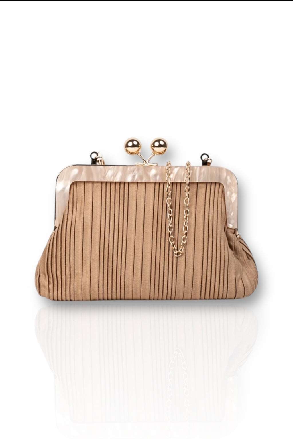 Bolso De Fiesta Clutch | Antelina | Camel | Brisa