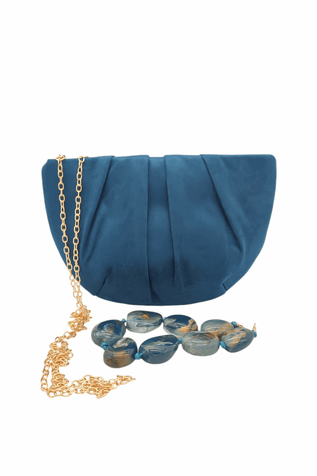 Bolso De Fiesta | Clutch | Asa Mano o Cadena Larga | Azul Petróleo