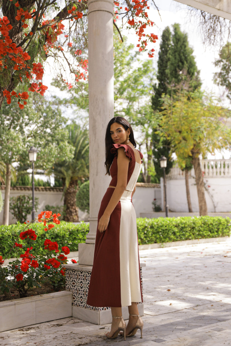 Conjunto Arles | Falda y Top | Bicolor Burdeos
