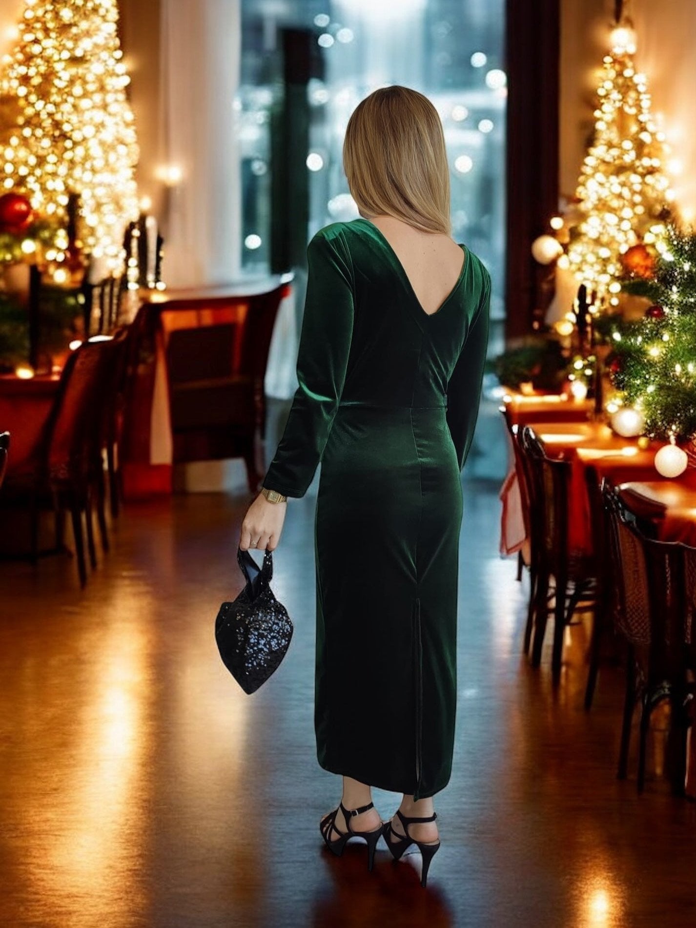 Vestido Fiesta Navidad | Terciopelo | Verde | Éclat