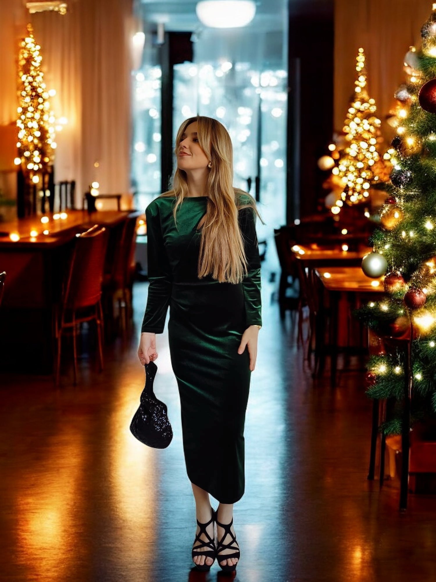 Vestido Fiesta Navidad | Terciopelo | Verde | Éclat