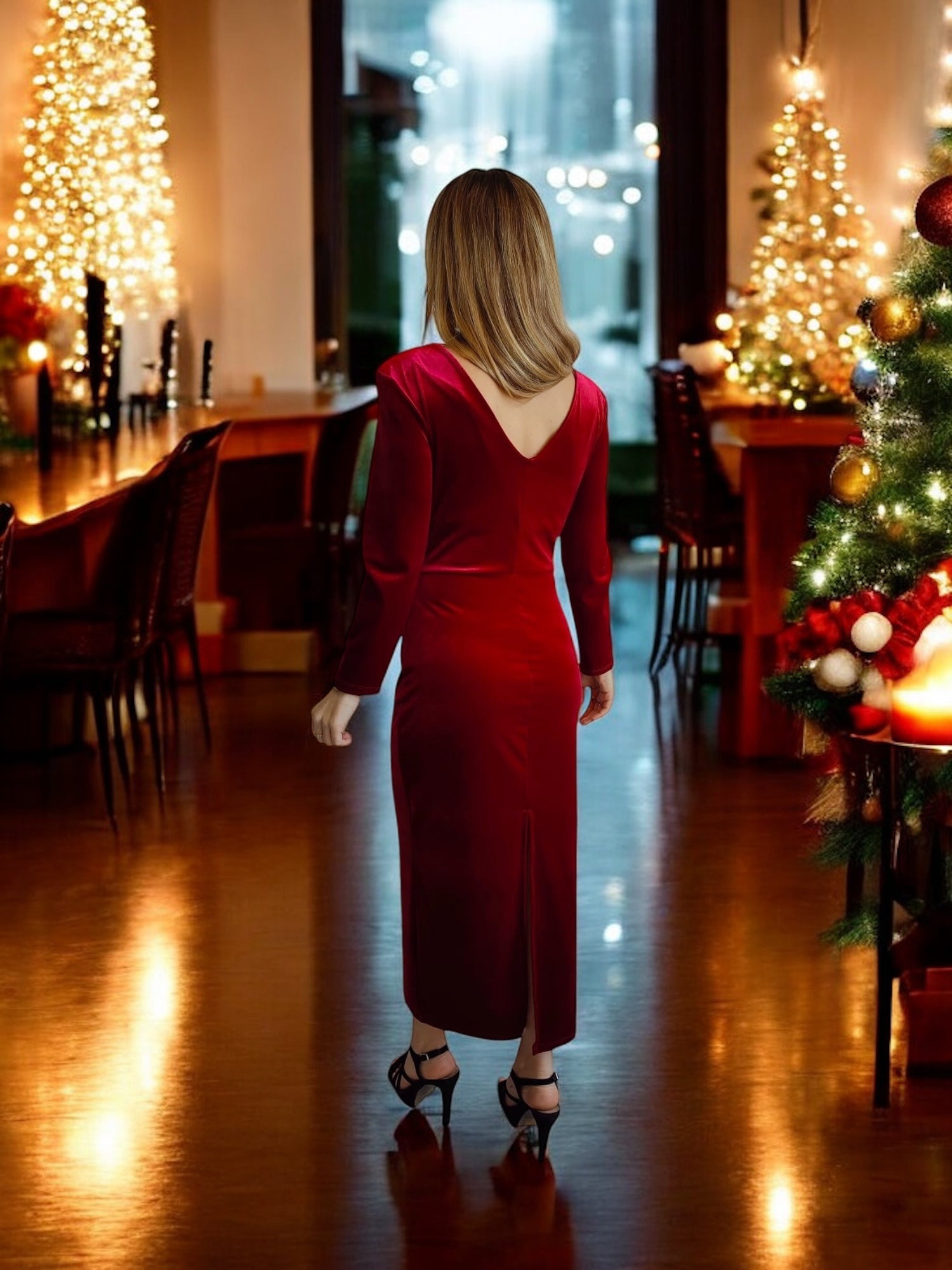 Vestido Fiesta Navidad | Terciopelo | Rojo | Éclat