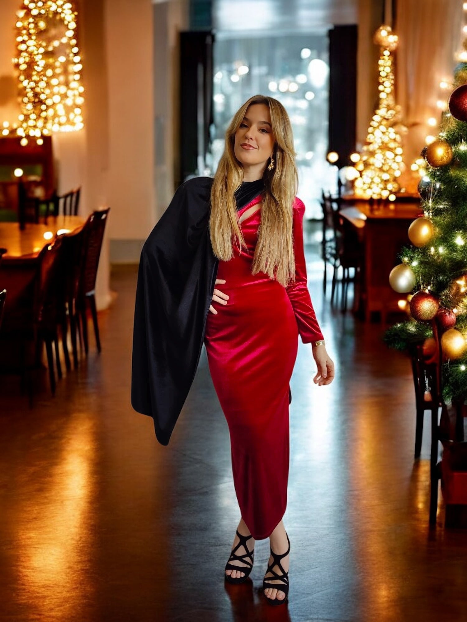 Vestido Fiesta Navidad | Terciopelo | Rojo | Éclat