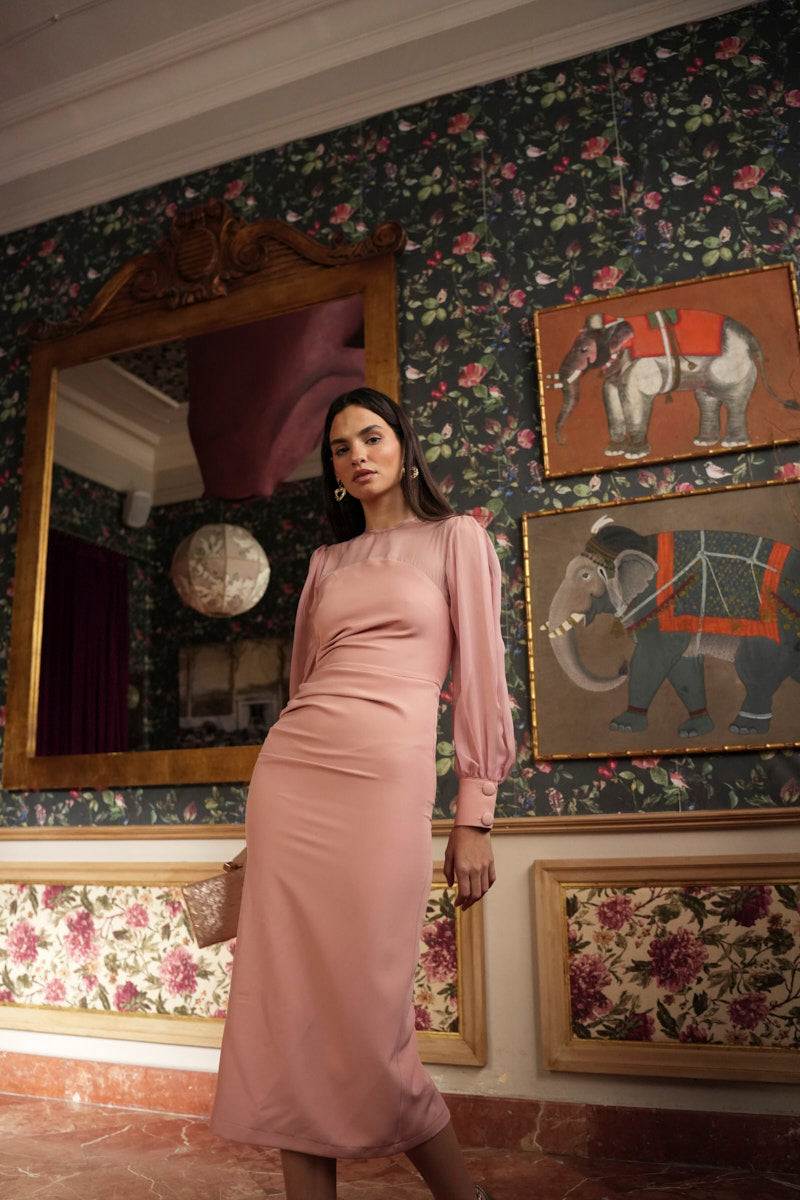 Vestido Madre Comunión | Gasa | Rosa Nude | Opera