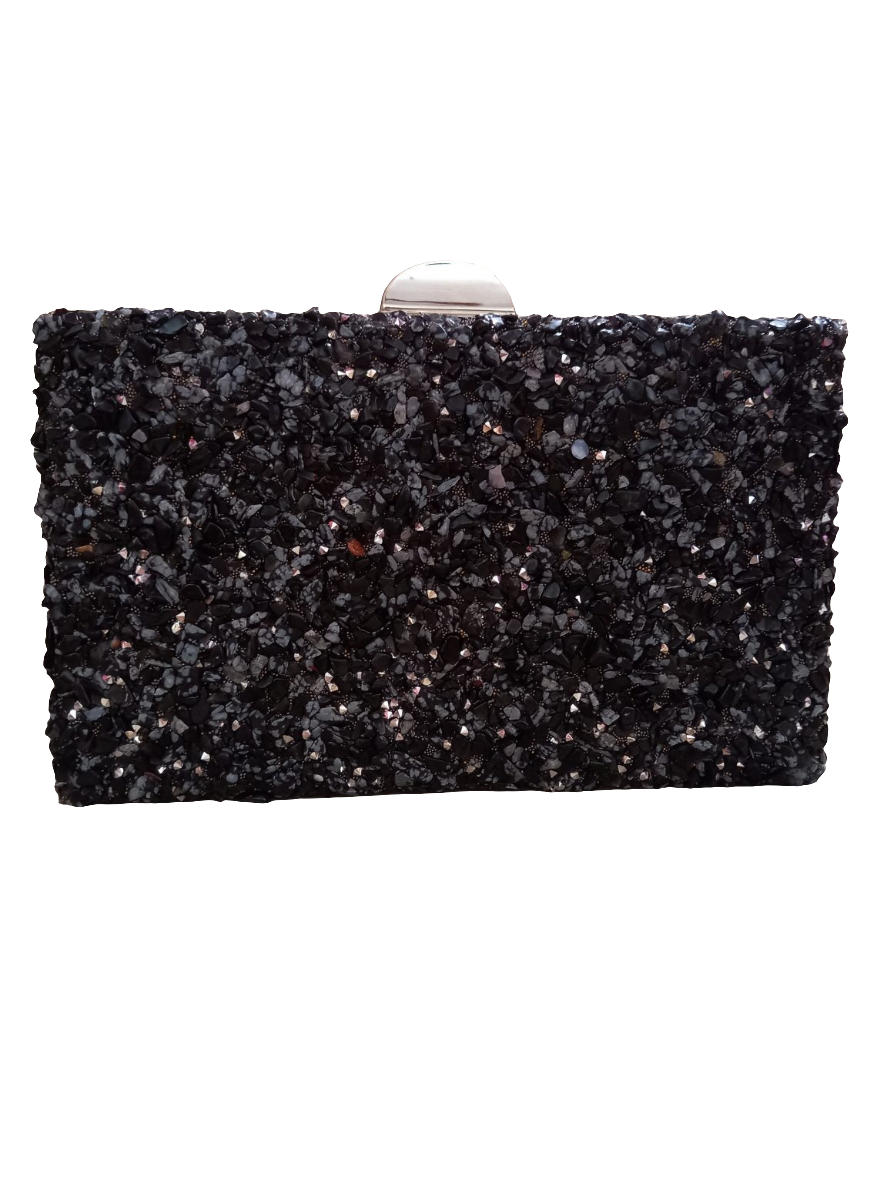 Bolso de Fiesta Cluth| Piedras | Negro | Amare