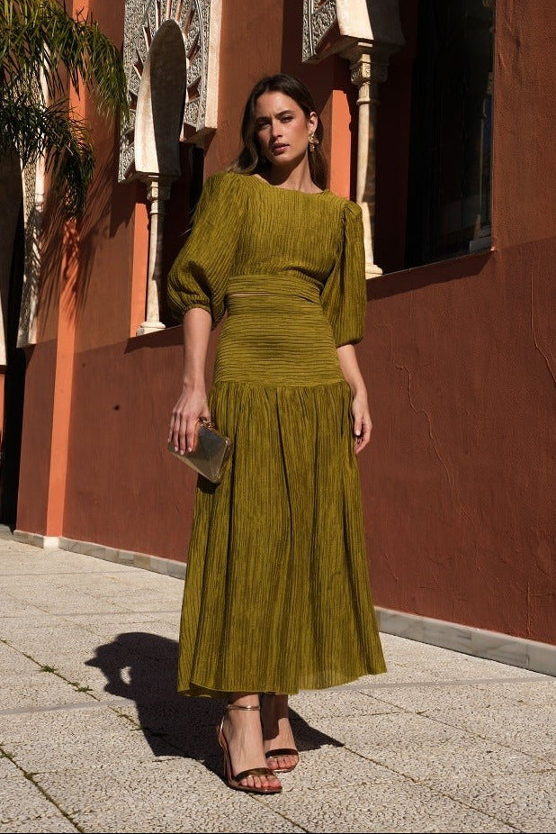 Conjunto Voltaire | Falda y Top | Verde Oliva