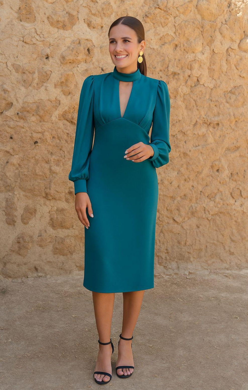Vestido Invitada Boda | Cuello Halter | Aceite | Eloise