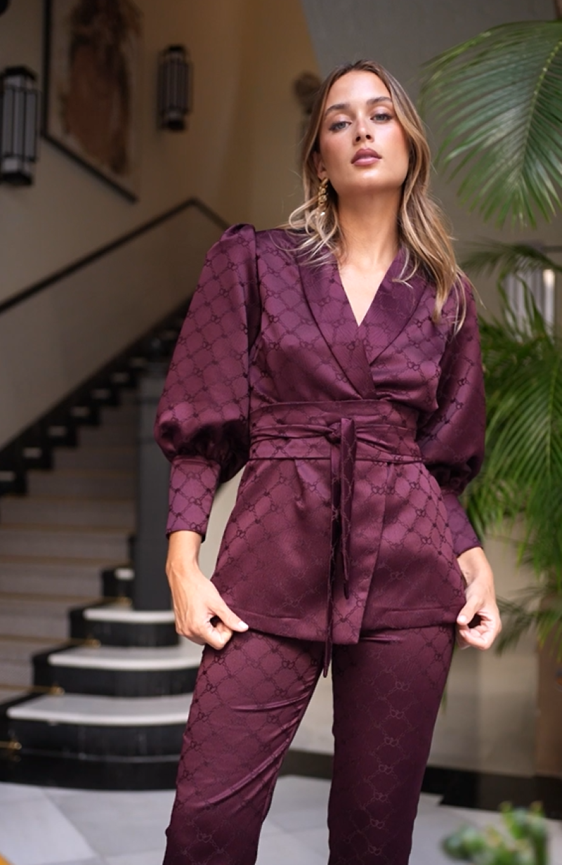 Traje Invitada Boda | Estampado | Lazada | Burdeos | Lilou