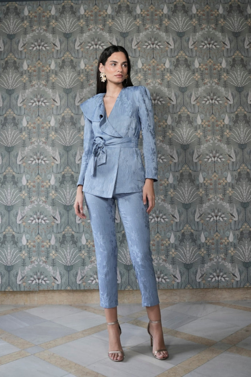 Traje Invitada Boda | Lazada | Jacquard | Celeste | Fleur