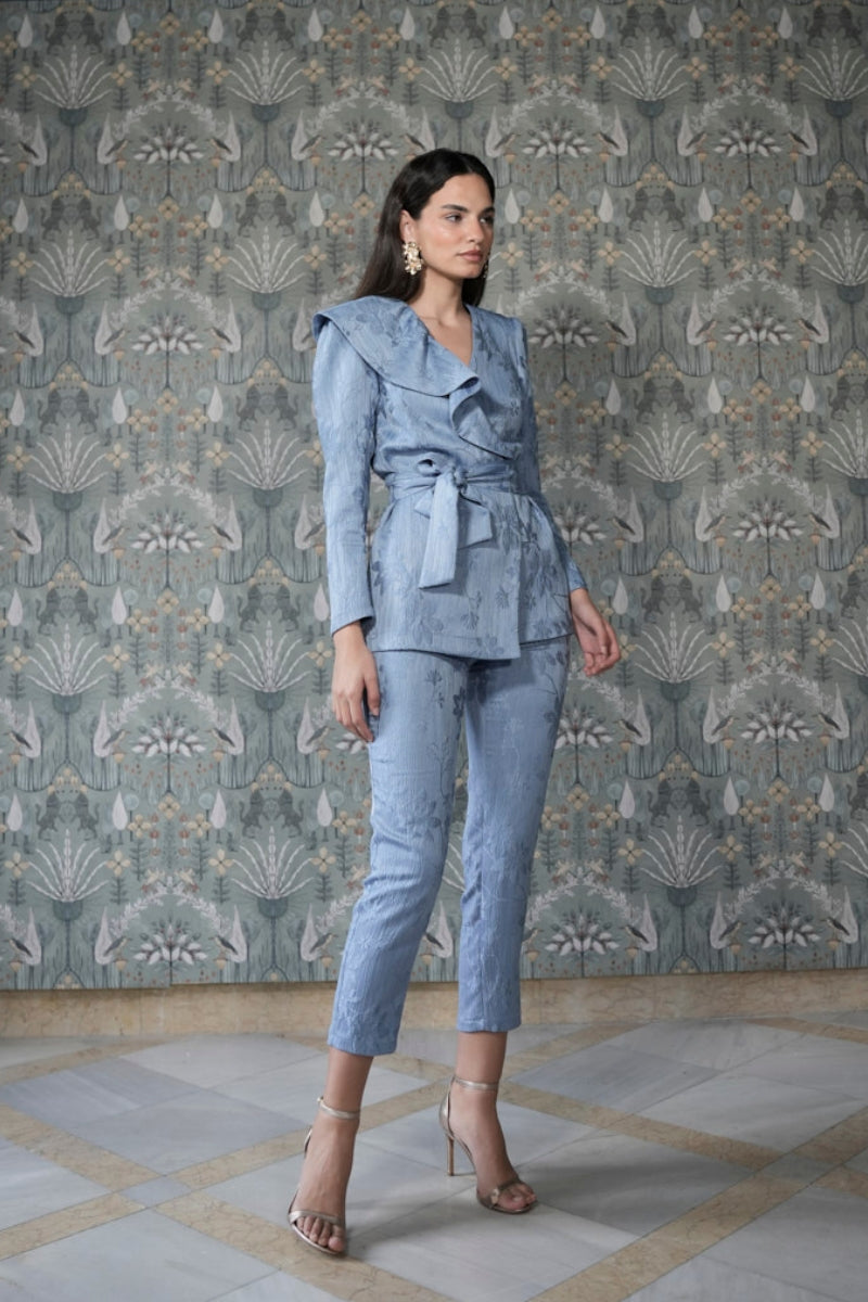 Traje Invitada Boda | Lazada | Jacquard | Celeste | Fleur