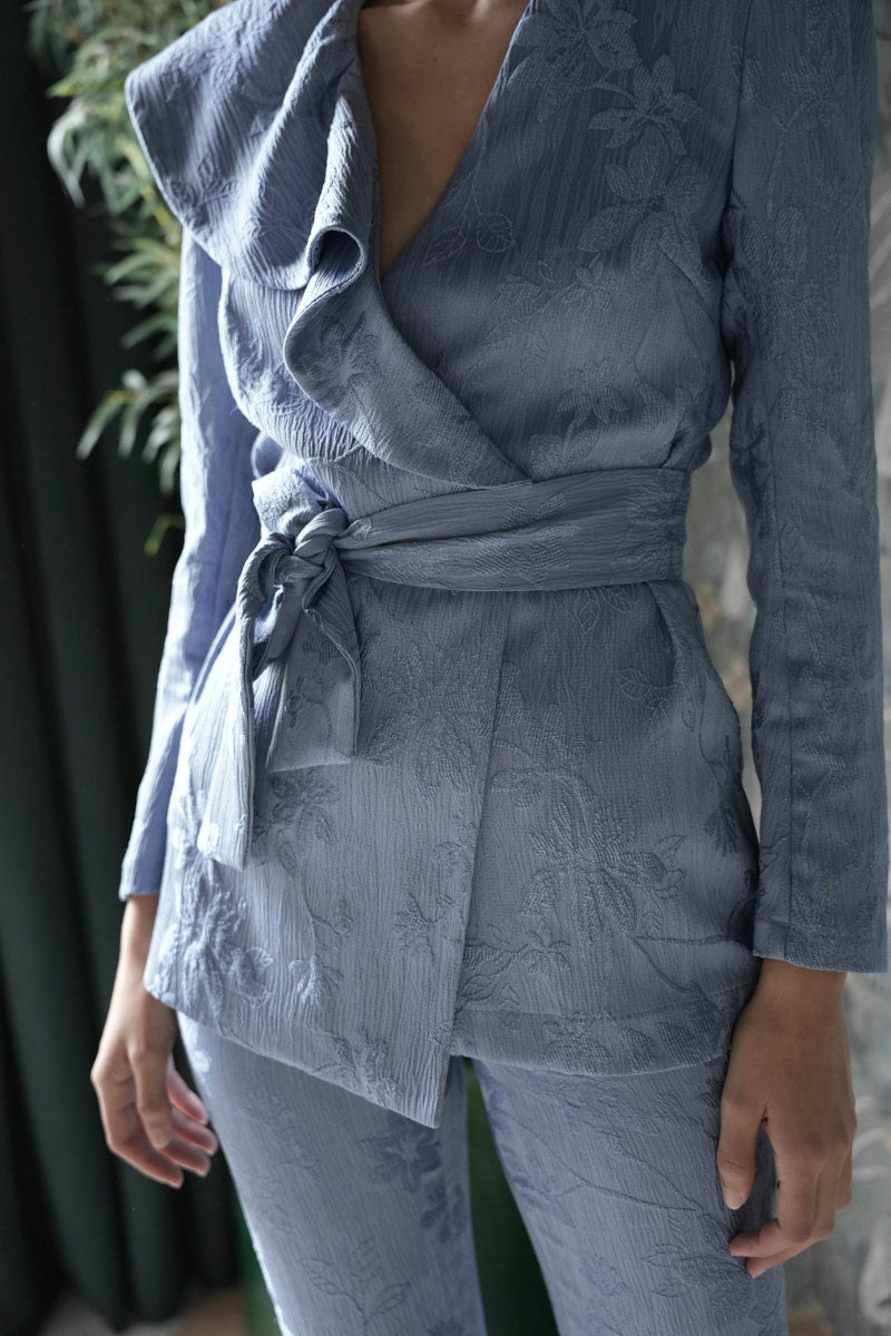 Traje Invitada Boda | Lazada | Jacquard | Celeste | Fleur