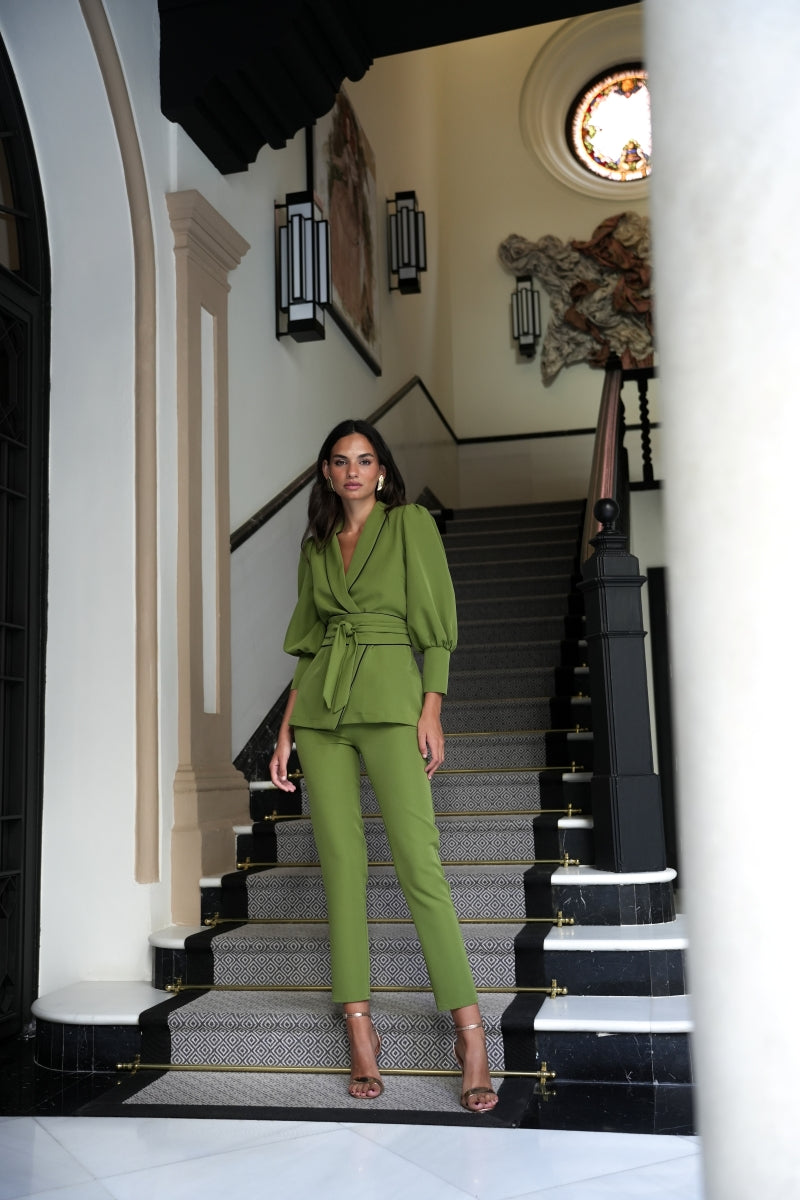 Traje Invitada Boda | Lazo | Verde Oliva | Valentina