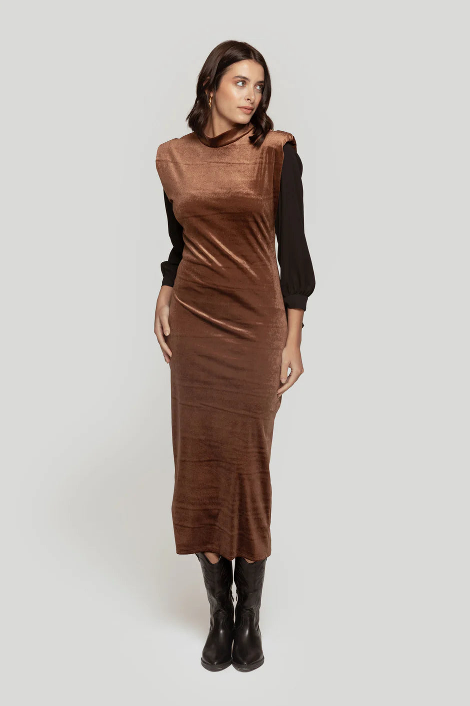 Christmas Events Dress | Dinners and Lunches | Brown | Velvet