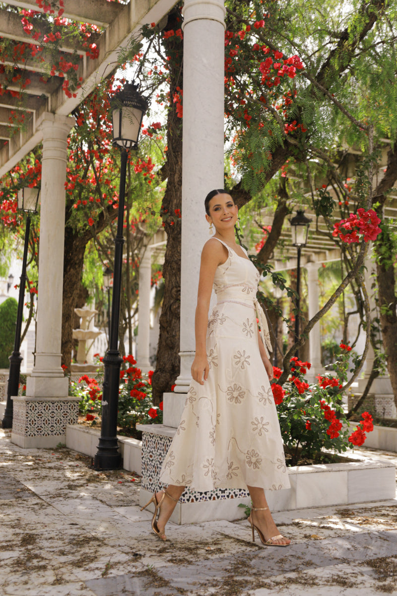 Vestido Amboise | Invitada | Bordado | Crudo
