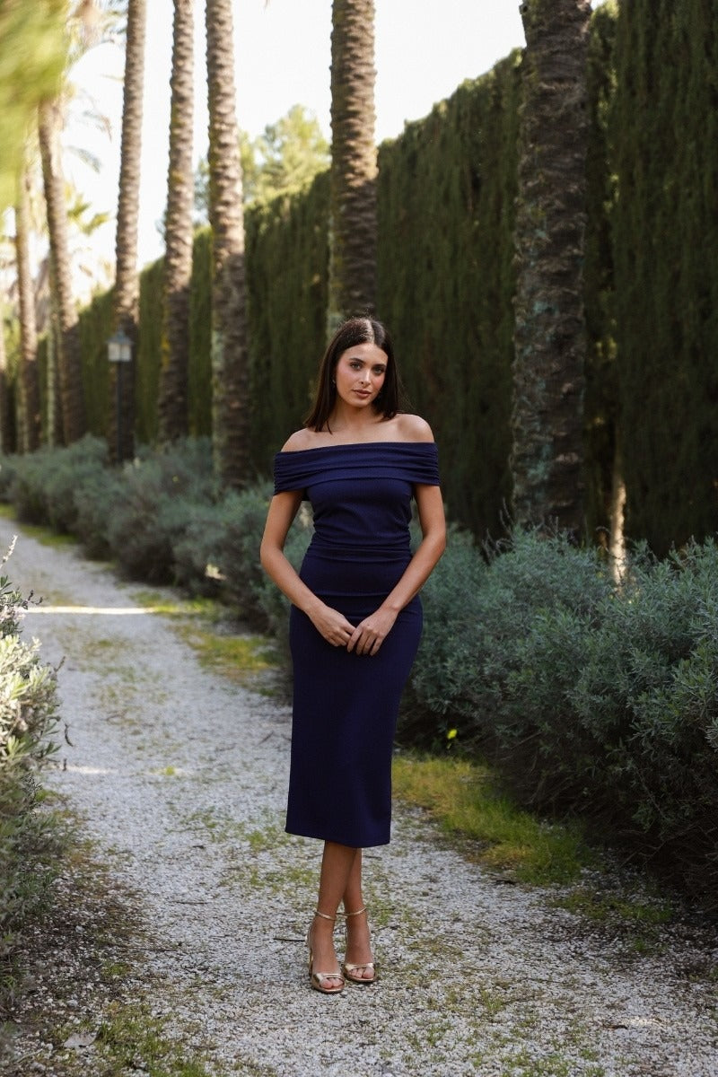 Vestido Invitada Boda | Azul Marino | Vichy