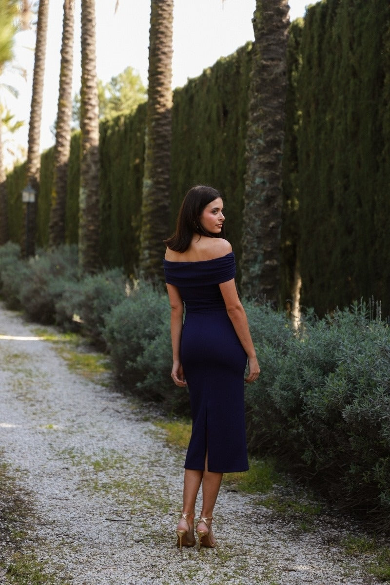 Vestido Invitada Boda | Azul Marino | Vichy