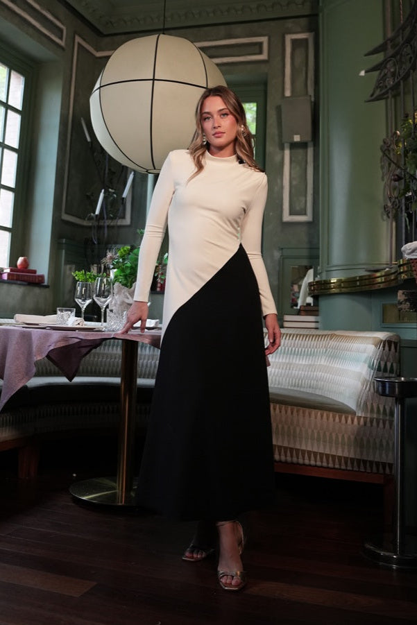 Vestido Invitada Boda | Bicolor | Negro y Blanco | Toscana