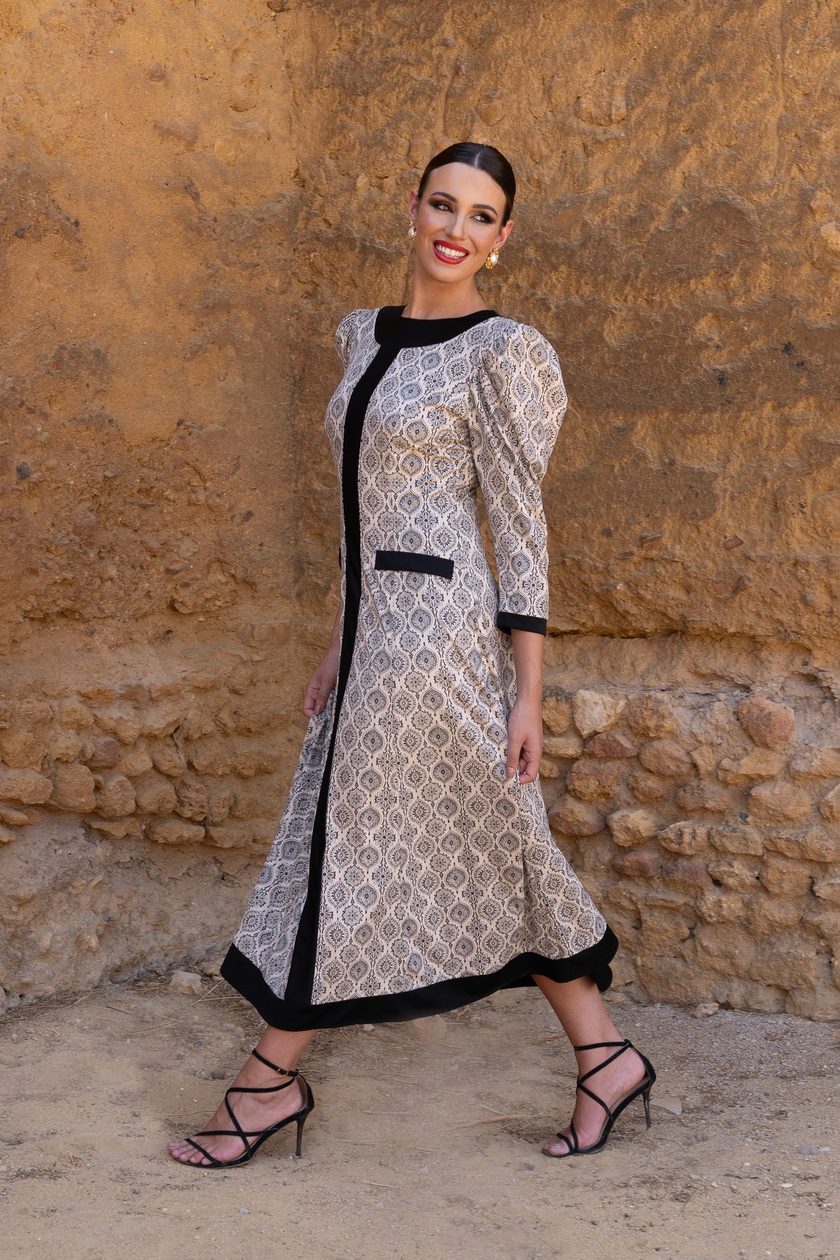 Vestido Invitada Eventos | Estampado | Blanco y Negro | Cherie