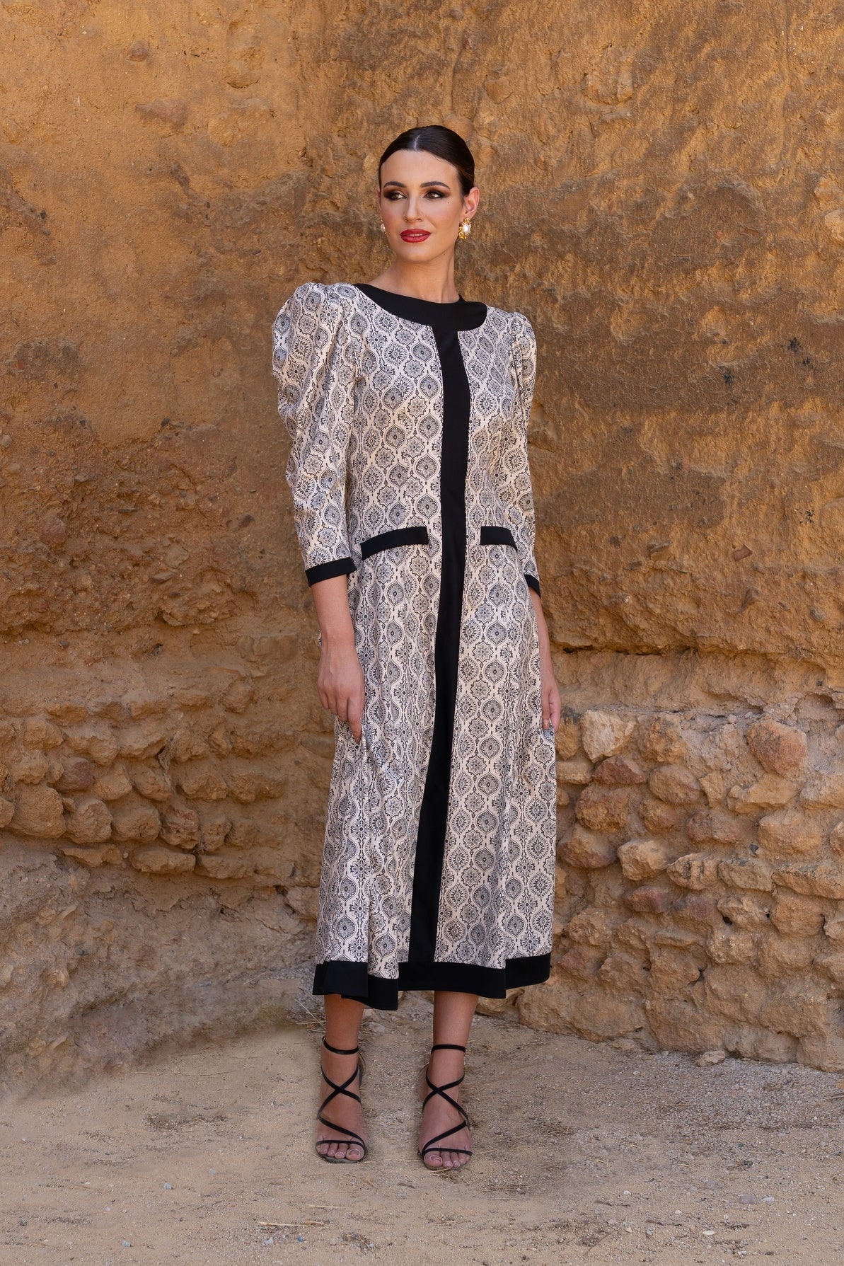 Vestido Invitada Eventos | Estampado | Blanco y Negro | Cherie