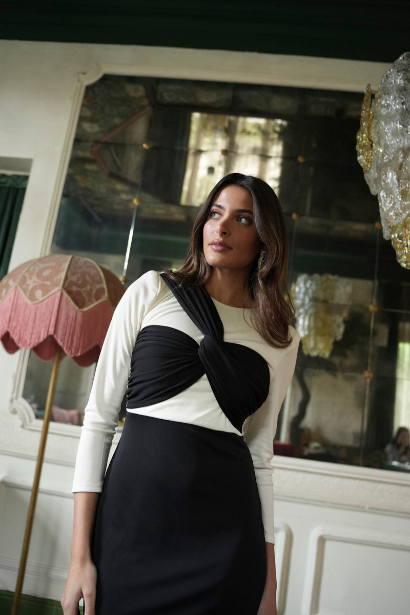 Vestido Invitada Boda | Graduación | Blanco y Negro | Therain