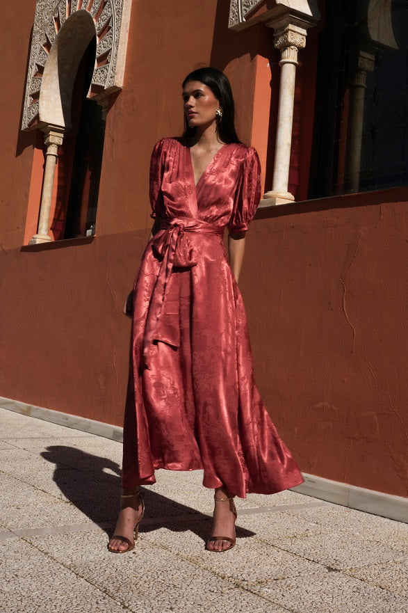 Vestido Annette | Invitada Boda | Graduación | Estampado Teja