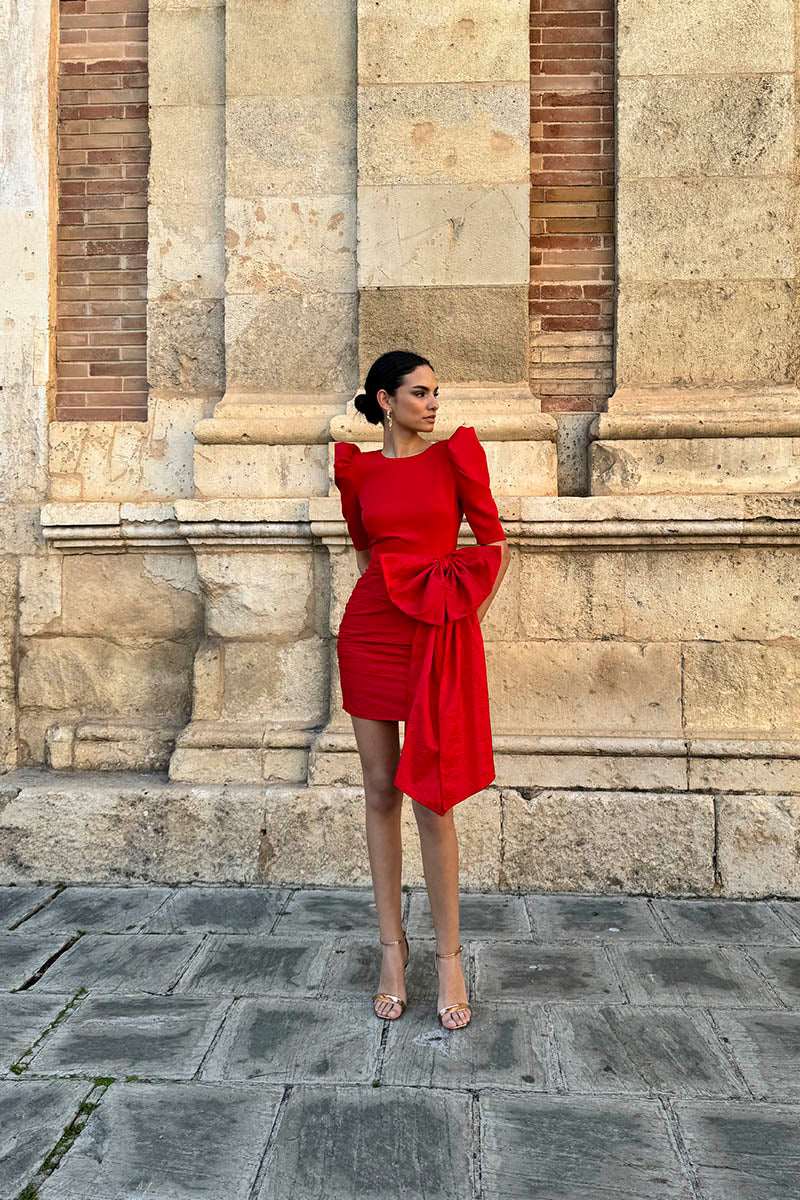 Vestido Invitada Boda | Lazo | Rojo | Cher