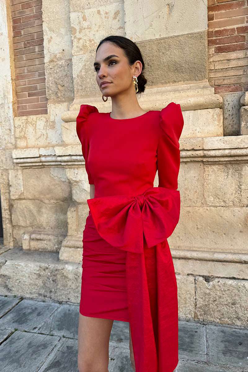 Vestido Invitada Boda | Lazo | Rojo | Cher