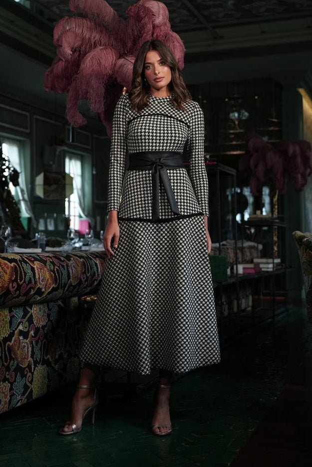 Vestido Invitada | Pata De Gallo | Negro y Blanco | Pulciano